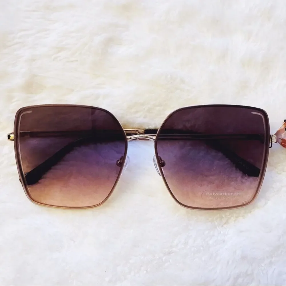 Monica Clear Light Purple Geometric Sunglasses